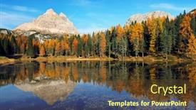  Presentation with fall mountains - Slide set having italian alps fog mist - lake with reflection of mountains background and a tawny brown colored foreground