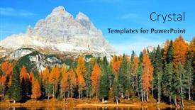  Presentation with fall mountains - Presentation theme featuring italian alps fog mist - lake with reflection of mountains background and a light blue colored foreground