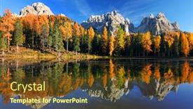  Presentation with fall mountains - Cool new slide set with italian alps fog mist - lake with reflection of mountains backdrop and a tawny brown colored foreground