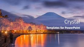  Presentation with illumination - Colorful presentation enhanced with lake-yamanaka-japan-during backdrop and a ocean colored foreground