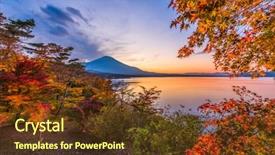  Presentation with japan obi - Audience pleasing theme consisting of lake yamanaka yamanashi japan backdrop and a tawny brown colored foreground