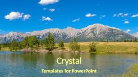  Presentation with mountain lake - Cool new PPT theme with lakes blue - majestic mountain lake in canada backdrop and a  colored foreground