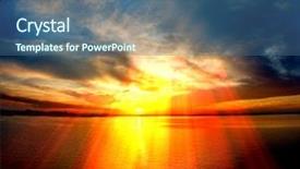  Presentation with sun rising over north america - PPT theme with lakes blue - sunset over lake in poland background and a ocean colored foreground
