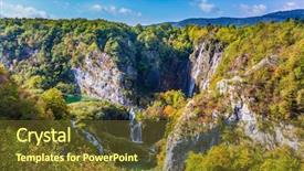 Presentation with caves - PPT theme with lakes karst caves and several background and a tawny brown colored foreground