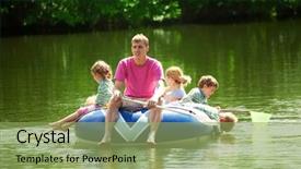  Presentation with boat - Amazing presentation theme having lakes rivers - children and adults float backdrop and a seafoam green colored foreground