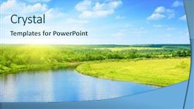  Presentation with nature river - PPT theme featuring lakes rivers - river and summer nature background and a  colored foreground