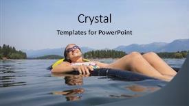  Presentation with water sun - Theme featuring lakes rivers - woman relaxing in the summer background and a light blue colored foreground