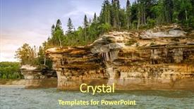  Presentation with battleship - Beautiful slides featuring lakeshore on upper peninsula michigan backdrop and a tawny brown colored foreground