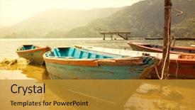  Presentation with beautiful nature - Presentation theme featuring lakeside - beautiful asian landscape bright colors background and a gold colored foreground