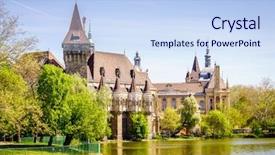  Presentation with view of kerak castle crusader - Audience pleasing PPT layouts consisting of lakeside view of a castle backdrop and a sky blue colored foreground