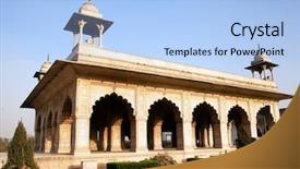  Presentation with india fort - Audience pleasing PPT theme consisting of lal qila - re d fort backdrop and a light blue colored foreground