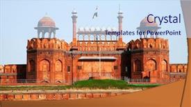  Presentation with india fort - Theme featuring lal qila - red fort background and a sky blue colored foreground