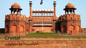  Presentation with india fort - Beautiful slide set featuring lal qila - red fort backdrop and a red colored foreground