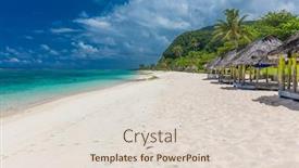  Presentation with south beach - PPT theme consisting of lalomanu-beach-with-open-huts background and a lemonade colored foreground