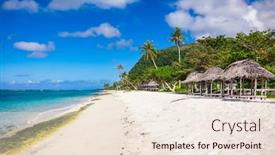  Presentation with south beach - Theme having lalomanu-beach-with-open-huts background and a lemonade colored foreground