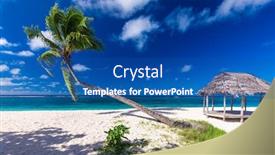  Presentation with samoa - PPT theme consisting of lalomanu-beach-with-open-huts background and a ocean colored foreground