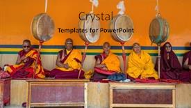  Presentation with tantric - Colorful presentation enhanced with lamayuru-india-june-20-2017 backdrop and a gold colored foreground