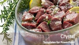  Presentation with olive oil - Colorful presentation theme enhanced with lamb cubes marinating in olive backdrop and a violet colored foreground