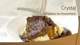  Presentation with potato - PPT theme enhanced with lamb cutlets with mashed potato background and a soft green colored foreground