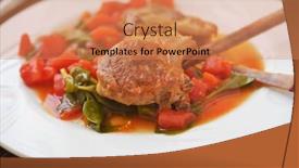  Presentation with tomato - Beautiful PPT theme featuring lamb-cutlets-with-roasted-tomato backdrop and a coral colored foreground
