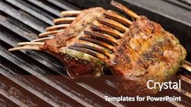  Presentation with grill - Audience pleasing slides consisting of lamb frying on grill backdrop and a tawny brown colored foreground
