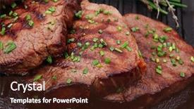  Presentation with fresh meat - Slide set consisting of lamb grill - fresh bbq red meat background and a tawny brown colored foreground