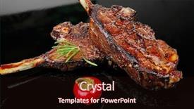  Presentation with ribs - Audience pleasing PPT theme consisting of lamb grill - served savory plate meat ribs backdrop and a wine colored foreground