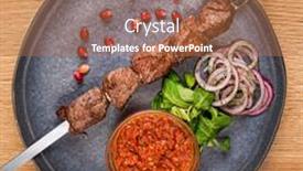  Presentation with kebab - Beautiful slides featuring lamb-kebab-with-sauce backdrop and a coral colored foreground