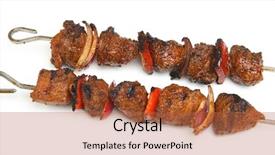  Presentation with red onion - Slide deck featuring lamb kebabs with red onion background and a red colored foreground