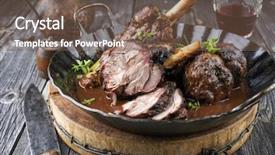  Presentation with white wine and red - Theme featuring lamb knockle in red wine background and a tawny brown colored foreground