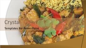  Presentation with curry - PPT layouts consisting of lamb-korma-with-vegetable-curry background and a coral colored foreground
