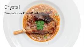  Presentation with white plate - Theme featuring lamb-leg-with-lentils background and a white colored foreground