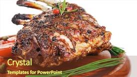  Presentation with ribs - Slides featuring lamb meat - grilled ribs with vegetables background and a tawny brown colored foreground