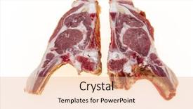  Presentation with fresh meat - Colorful presentation enhanced with lamb part of the carcass backdrop and a coral colored foreground