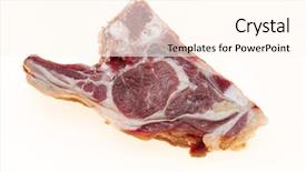  Presentation with gmo free meat - Slide deck with lamb part of the carcass background and a cream colored foreground