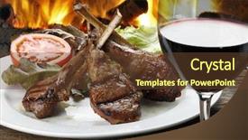  Presentation with wine - PPT layouts featuring lamb rib and red wine background and a tawny brown colored foreground