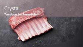  Presentation with copy space - Slide deck with lamb-ribs-cooking-raw-rack background and a gray colored foreground