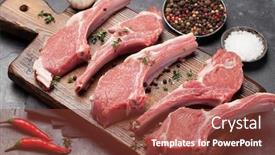  Presentation with ribs - Audience pleasing PPT layouts consisting of lamb-ribs-cooking-raw-rack backdrop and a tawny brown colored foreground