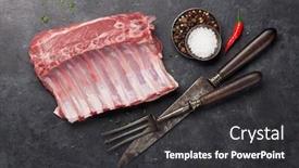  Presentation with ribs - Slide deck with lamb-ribs-cooking-raw-rack background and a dark gray colored foreground