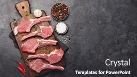  Presentation with ribs - Cool new presentation with lamb-ribs-cooking-raw-rack backdrop and a dark gray colored foreground