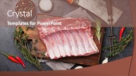  Presentation with ribs - Slide deck enhanced with lamb-ribs-cooking-raw-rack background and a coral colored foreground