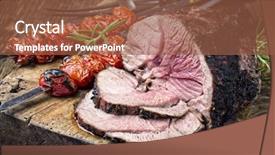  Presentation with grill - Theme consisting of lamb roast with vegetables background and a tawny brown colored foreground
