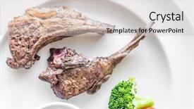  Presentation with main course - Cool new PPT theme with lamb steak gourmet main entree backdrop and a  colored foreground