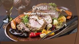  Presentation with fresh fruits vegetables heart - Theme enhanced with lamb with fruits and vegetables background and a tawny brown colored foreground