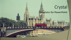  Presentation with parliament - Slide set featuring lambeth bridge with red bus background and a mint green colored foreground
