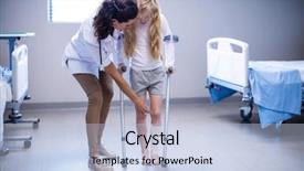  Presentation with walk - Slide deck enhanced with lame - female doctor assisting girl background and a light blue colored foreground