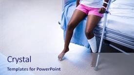  Presentation with hospital bed - Theme enhanced with lame - girl with crutches sitting background and a sky blue colored foreground