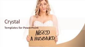  Presentation with bride - Presentation consisting of lame - young blond bride holding background and a sky blue colored foreground