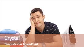  Presentation with ironing - Amazing PPT layouts having lame man - bored young guy sitting behind backdrop and a  colored foreground