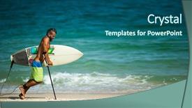  Presentation with water - Colorful theme enhanced with lame man in swimsuit going backdrop and a  colored foreground